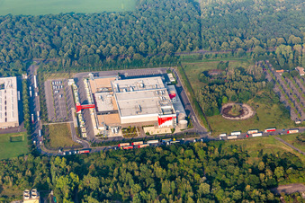Building complex and grounds of the logistics center of REWE Markt GmbH in the district Niehl in Cologne in the state North Rhine-Westphalia, Germany