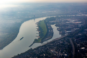 Rhine harbor Niehl and Niehler Strand in the district Niehl in Köln in the state North Rhine-Westphalia, Germany