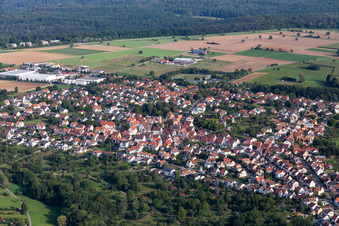 Overview of the town from the south in the district Pfrondorf in Tübingen in the state Baden-Wuerttemberg, Germany
