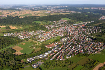 View from the southeast in Wannweil in the state Baden-Wuerttemberg, Germany