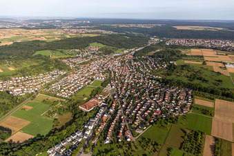 Town View of the streets and houses of the residential areas in Wannweil in the state Baden-Wuerttemberg, Germany