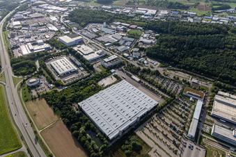 Building complex and grounds of the logistics center Daimler AG LogistikCenter in Kusterdingen in the state Baden-Wuerttemberg, Germany