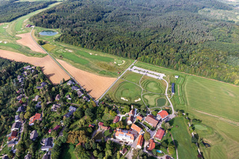 Aerial photograpy of Grounds of the Golf course at Golfclub Schloss Kressbach in Kressbach in the state Baden-Wuerttemberg, Germany