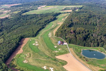 Oblique view of Grounds of the Golf course at Golfclub Schloss Kressbach in Kressbach in the state Baden-Wuerttemberg, Germany