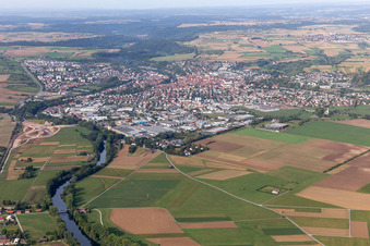 City area with outside districts and inner city area in Rottenburg am Neckar in the state Baden-Wuerttemberg, Germany