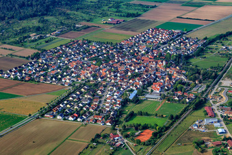 Aerial view of From the east in the district Kiebingen in Rottenburg am Neckar in the state Baden-Wuerttemberg, Germany