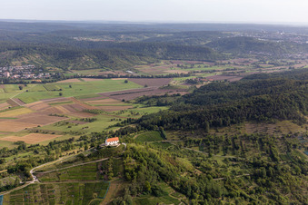 Aerial view of Wurmlinger Saint Remigius Chapel in the district Wurmlingen in Rottenburg am Neckar in the state Baden-Wuerttemberg, Germany