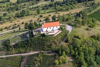Oblique view of Wurmlinger Saint Remigius Chapel in the district Wurmlingen in Rottenburg am Neckar in the state Baden-Wuerttemberg, Germany