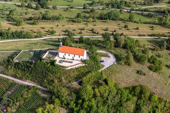 Wurmlinger Saint Remigius Chapel in the district Wurmlingen in Rottenburg am Neckar in the state Baden-Wuerttemberg, Germany from above