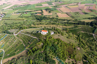 Aerial view of Chapel Wurmlinger Chapel - St. Remigius Chapel in the district Wurmlingen in Rottenburg am Neckar in the state Baden-Wuerttemberg, Germany