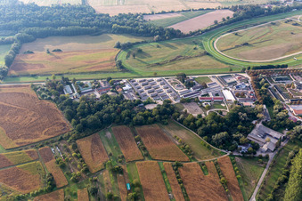Aerial view of Riding and Racing Club St. Georg Iffezheim eV in Iffezheim in the state Baden-Wuerttemberg, Germany