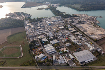 Industrial area east at Kühlsee in Iffezheim in the state Baden-Wuerttemberg, Germany