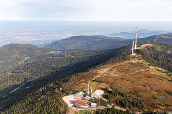 Rocky and mountainous landscape Hornisgrinde over Mummelsee in Seebach in the state Baden-Wurttemberg, Germany