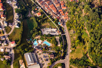Waterslide on Swimming pool of the Oppenau Schwarzwald in Oppenau in the state Baden-Wurttemberg, Germany