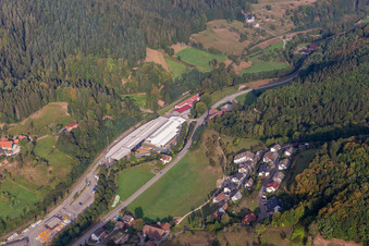 Aerial view of Mulag Fahrzeugwerk Heinz Wössner GmbH in Oppenau in the state Baden-Wuerttemberg, Germany