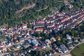 Church building in Oppenau Old Town- center of downtown in Oppenau in the state Baden-Wurttemberg, Germany
