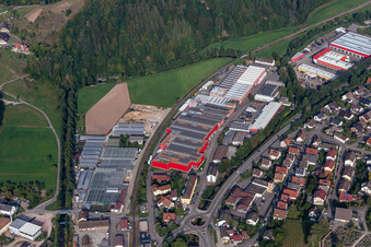 Aerial view of DOLL vehicle construction in Oppenau in the state Baden-Wuerttemberg, Germany