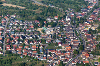 Aerial view of District Ebersweier in Durbach in the state Baden-Wuerttemberg, Germany