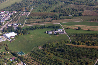 Aerial view of Laubenhof in the district Nesselried in Appenweier in the state Baden-Wuerttemberg, Germany