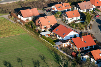 Oblique view of New development area An den Tongruben in Rheinzabern in the state Rhineland-Palatinate, Germany
