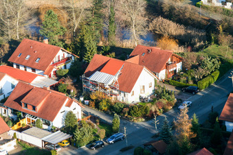 New development area An den Tongruben in Rheinzabern in the state Rhineland-Palatinate, Germany seen from above