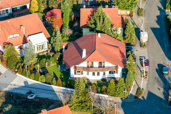 New development area An den Tongruben in Rheinzabern in the state Rhineland-Palatinate, Germany seen from a drone