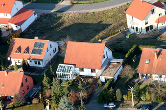 Bird's eye view of New development area An den Tongruben in Rheinzabern in the state Rhineland-Palatinate, Germany