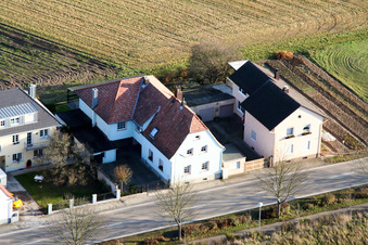 Aerial view of Jockgrimerstr in Rheinzabern in the state Rhineland-Palatinate, Germany