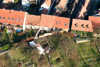 Aerial view of Ludwigstr in Jockgrim in the state Rhineland-Palatinate, Germany