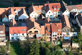 Ludwigstr in Jockgrim in the state Rhineland-Palatinate, Germany seen from above