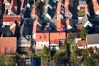 Aerial view of Main Street in Freckenfeld in the state Rhineland-Palatinate, Germany