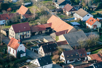 Aerial view of Niedergasse in the district Kleinsteinfeld in Niederotterbach in the state Rhineland-Palatinate, Germany