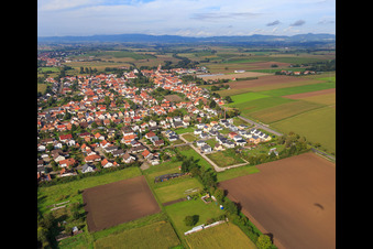 New development area in Holderbusch from the east in Minfeld in the state Rhineland-Palatinate, Germany