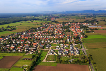 Aerial photograpy of New development area in Holderbusch from the east in Minfeld in the state Rhineland-Palatinate, Germany