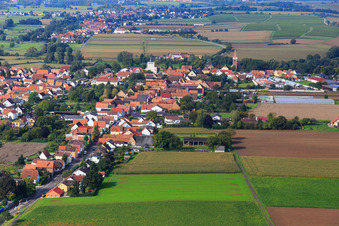 Main street from the east in Minfeld in the state Rhineland-Palatinate, Germany
