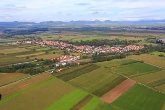 Aerial view of Train station Winden(Palatinate) in Winden in the state Rhineland-Palatinate, Germany
