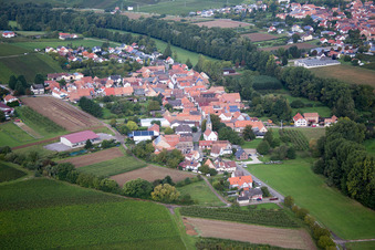 Aerial view of District Klingen in Heuchelheim-Klingen in the state Rhineland-Palatinate, Germany