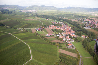 Oblique view of District Klingen in Heuchelheim-Klingen in the state Rhineland-Palatinate, Germany