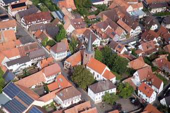 Church, Main Street in the district Heuchelheim in Heuchelheim-Klingen in the state Rhineland-Palatinate, Germany