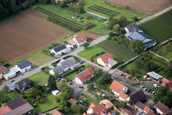 Oblique view of At the rectory garden in the district Heuchelheim in Heuchelheim-Klingen in the state Rhineland-Palatinate, Germany