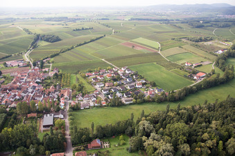 Drone image of District Klingen in Heuchelheim-Klingen in the state Rhineland-Palatinate, Germany