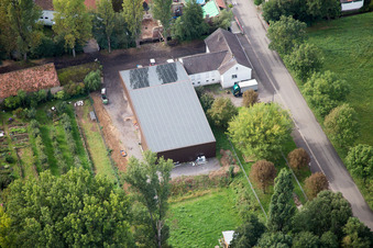 District Klingen in Heuchelheim-Klingen in the state Rhineland-Palatinate, Germany from a drone