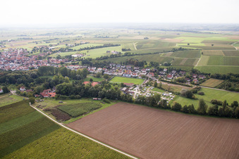 District Ingenheim in Billigheim-Ingenheim in the state Rhineland-Palatinate, Germany from the plane