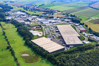 Aerial view of Horst industrial area from the northwest in the district Minderslachen in Kandel in the state Rhineland-Palatinate, Germany