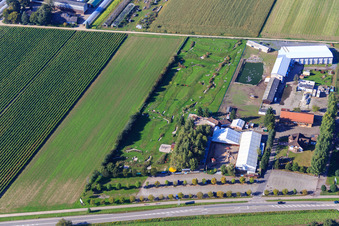 Aerial photograpy of Southern Palatinate Football Golf Park at Adamshof Kandel in Kandel in the state Rhineland-Palatinate, Germany