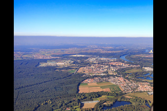 City overview from the south in Germersheim in the state Rhineland-Palatinate, Germany
