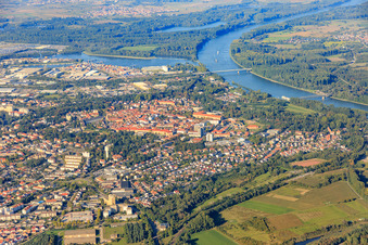 City center overview from the south in Germersheim in the state Rhineland-Palatinate, Germany