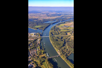 Rhine bridges for the railway and federal highway 35 in Germersheim in the state Rhineland-Palatinate, Germany