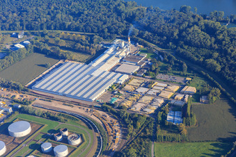 Aerial view of Saint-Gobain Isover G+H AG in Speyer in the state Rhineland-Palatinate, Germany