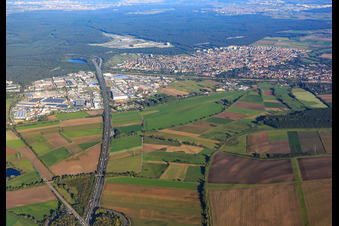 A61 towards motorway junction Hockenheim in Hockenheim in the state Baden-Wuerttemberg, Germany